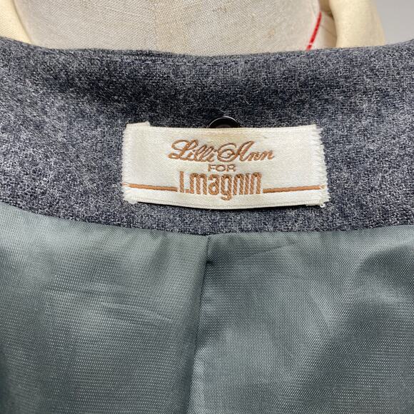Vintage Lilli Ann I Magnin Womens Grey 3 Button Tailored Blazer - Picture 9 of 11